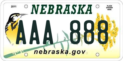 NE license plate AAA888