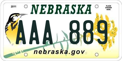 NE license plate AAA889