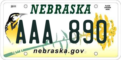 NE license plate AAA890
