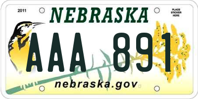NE license plate AAA891