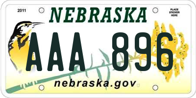 NE license plate AAA896