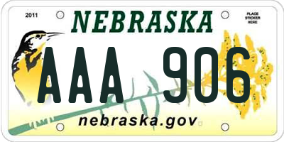 NE license plate AAA906