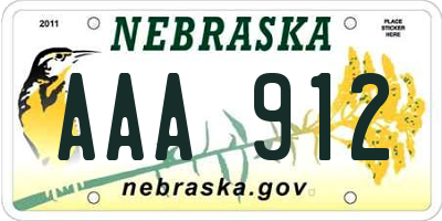 NE license plate AAA912