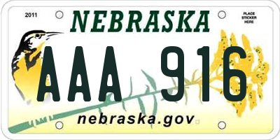 NE license plate AAA916