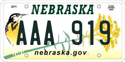 NE license plate AAA919