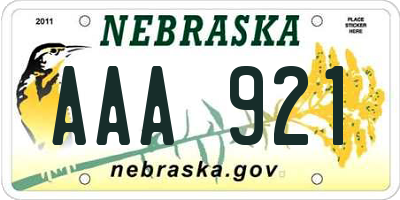 NE license plate AAA921