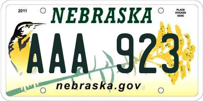 NE license plate AAA923