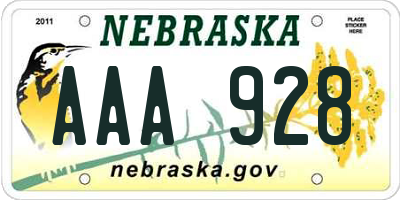 NE license plate AAA928