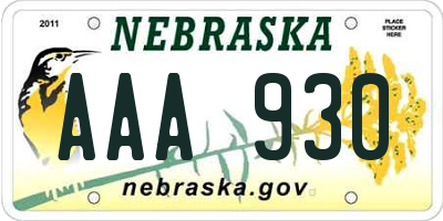 NE license plate AAA930