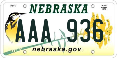 NE license plate AAA936
