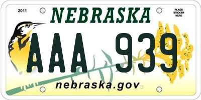 NE license plate AAA939