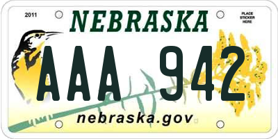 NE license plate AAA942