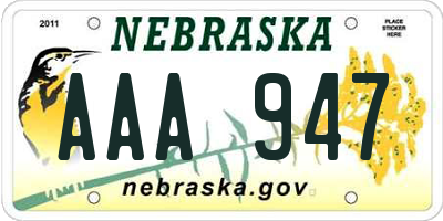 NE license plate AAA947