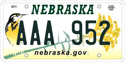 NE license plate AAA952