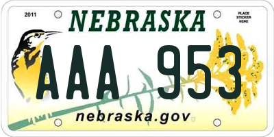 NE license plate AAA953