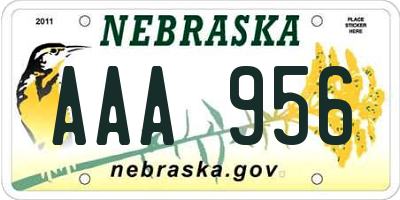 NE license plate AAA956