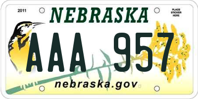 NE license plate AAA957