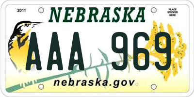 NE license plate AAA969