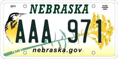 NE license plate AAA971