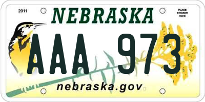 NE license plate AAA973