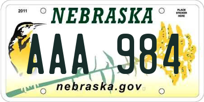 NE license plate AAA984