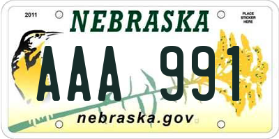 NE license plate AAA991