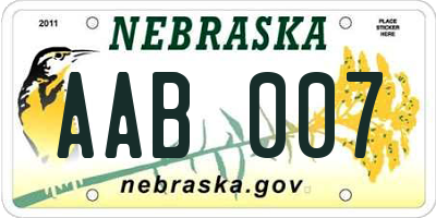 NE license plate AAB007
