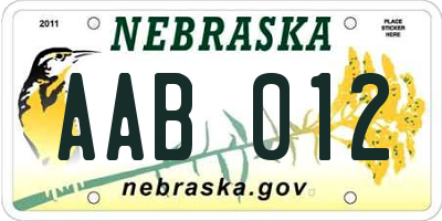 NE license plate AAB012