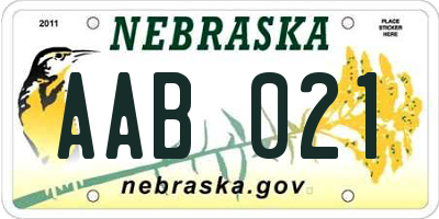 NE license plate AAB021