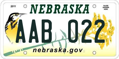 NE license plate AAB022