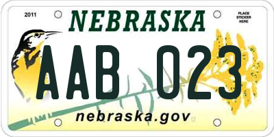 NE license plate AAB023