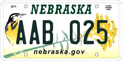 NE license plate AAB025