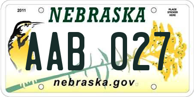 NE license plate AAB027