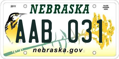 NE license plate AAB031