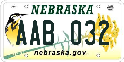 NE license plate AAB032