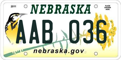 NE license plate AAB036