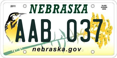 NE license plate AAB037