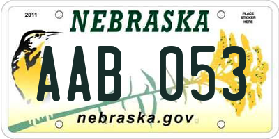 NE license plate AAB053