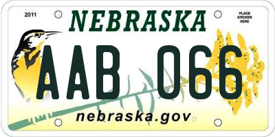 NE license plate AAB066