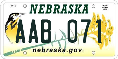 NE license plate AAB071