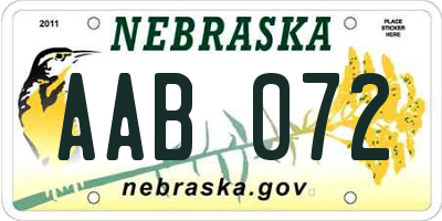 NE license plate AAB072