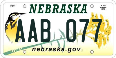NE license plate AAB077