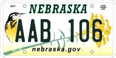 NE license plate AAB106