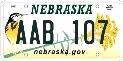 NE license plate AAB107