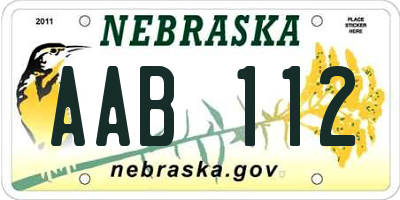 NE license plate AAB112