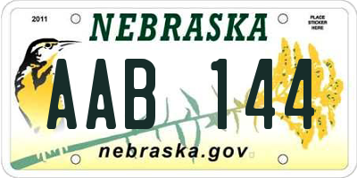 NE license plate AAB144