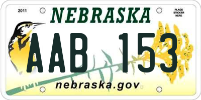 NE license plate AAB153