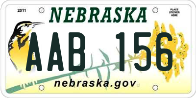 NE license plate AAB156