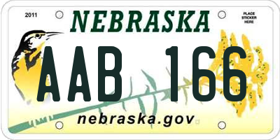 NE license plate AAB166