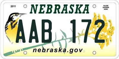 NE license plate AAB172